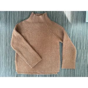 Brown Mock Neck Ribbed Sweater